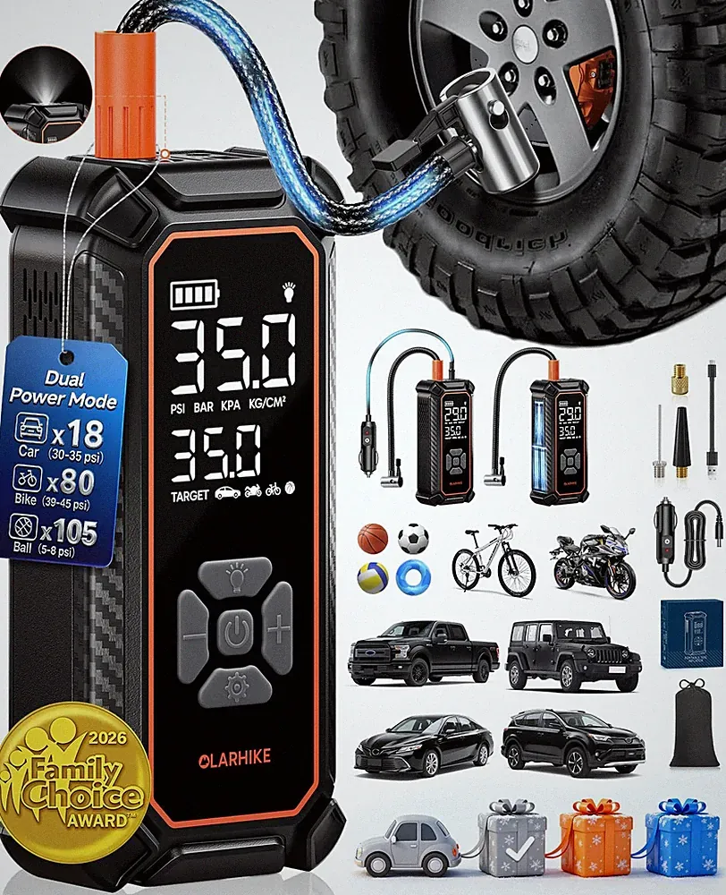 Cordless Tire Inflator Portable Air Compressor 150PSI Dual Power 6000mAh Pump