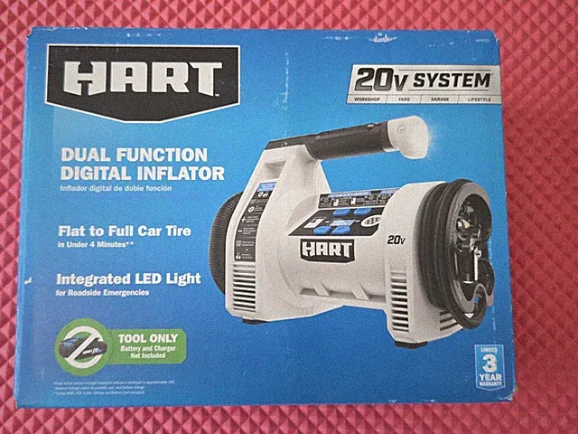 Hart 20-Volt Cordless Dual Function Digital Inflator, Tire Pump