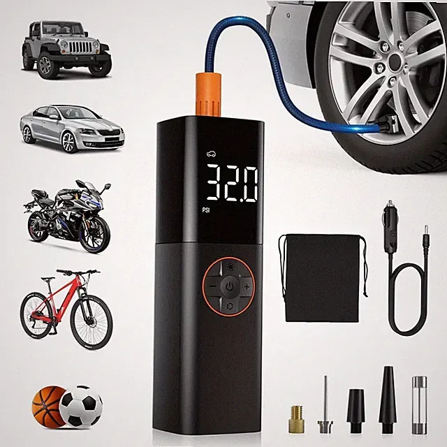 Portable Air Compressor Tire Inflator - 150PSI Cordless Car Pump w/ Digital Gaug